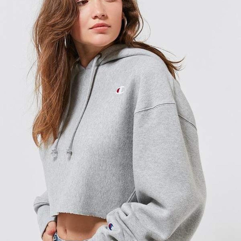 Champion grey cropped hoodie size small
